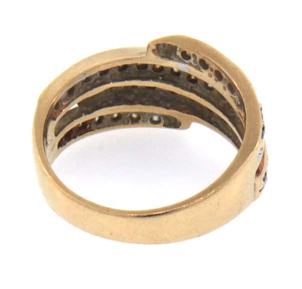 14k yellow gold multi row diamond channel set ring