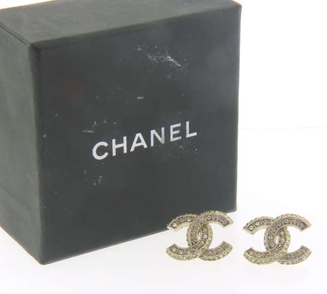 Chanel Strass CC Stud Earrings