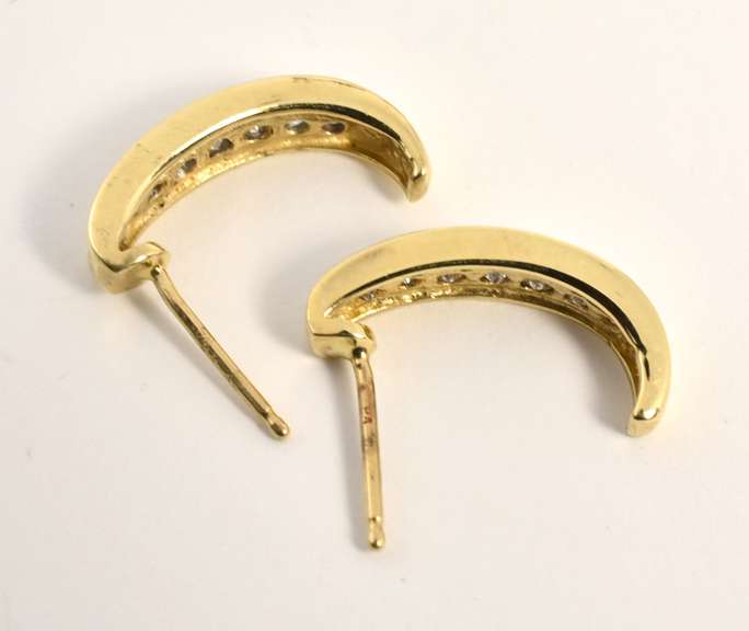 14k J Hoop Diamond Earrings