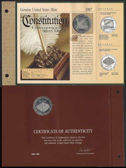 Constitution Commemorative Silver Dollar from the United States Mint in original holder