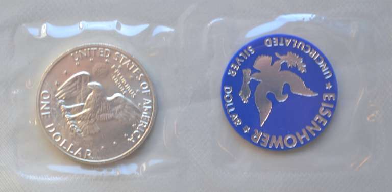 6 1972 Blue Pack Ike Silver Dollars
