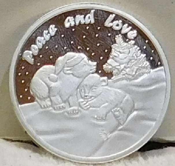 Christmas Silver Round 1 Oz - Love Bears