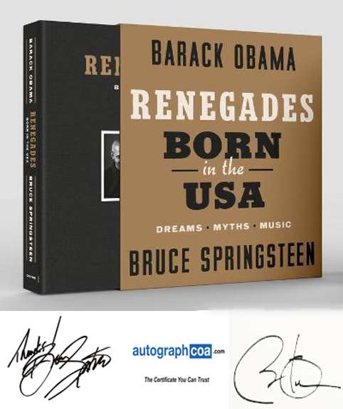 Barack Obama Bruce Springsteen Signed Renegades Born In The USA Book ACOA