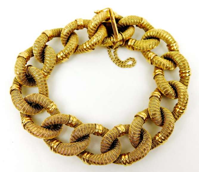 Massive 18K Yellow Gold Vintage Bracelet, 63.4 Grams