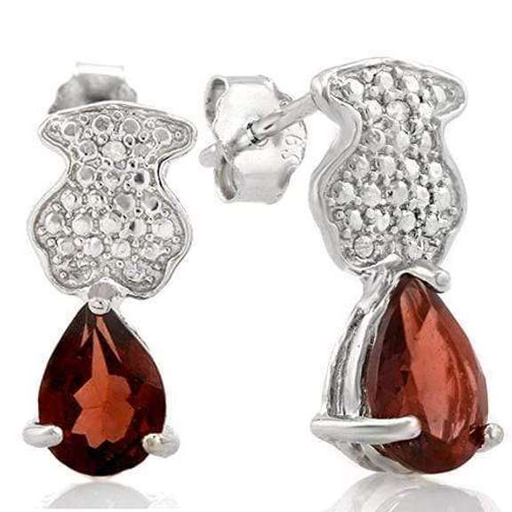 1 3/4 CARAT GARNET 925 STERLING SILVER EARRINGS