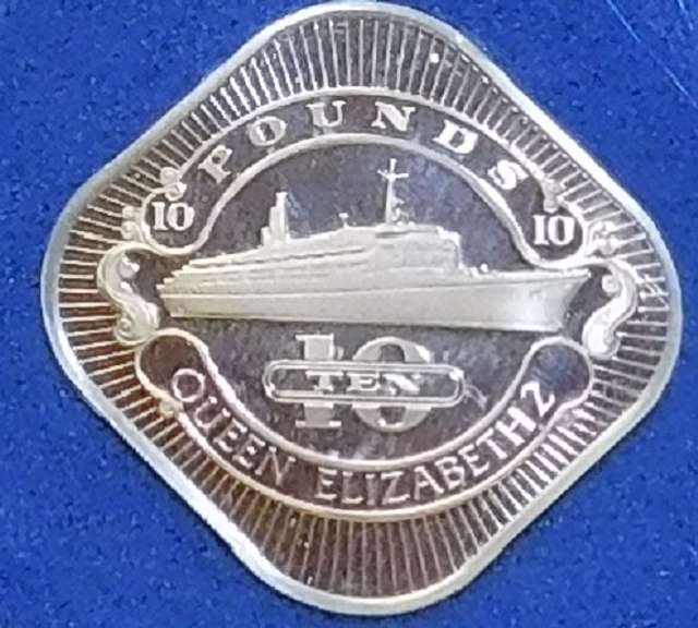 Franklin Mint: Sterling Sil Casino Chip, GEM Cameo PRF - 10 Pounds, Queen Elizabeth