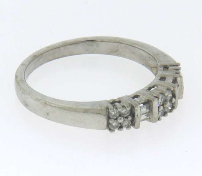 Dazzling White Gold Baguette and Round Diamond Band