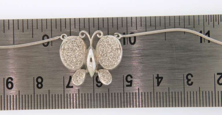 Cute 14k white gold butterfly necklace with diamonds