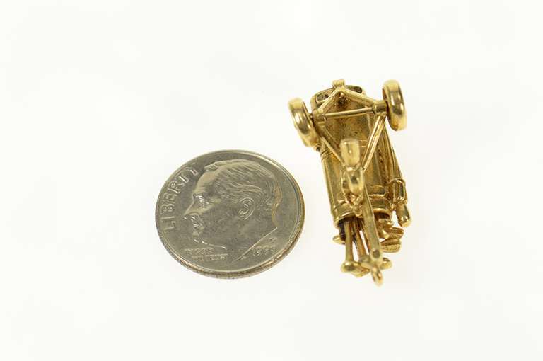 14K Yellow Gold 3D Articulated Golf Club Golfer Bag Charm/Pendant