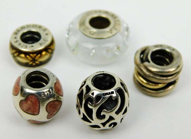 5 Sterling Pandora & Chamilla Bead Charms