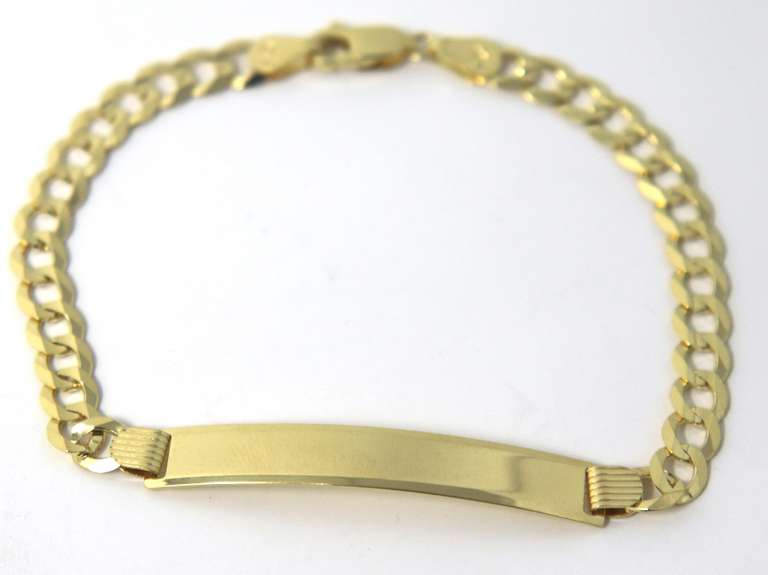 Handsome Yellow Gold Cuban ID Bracelet
