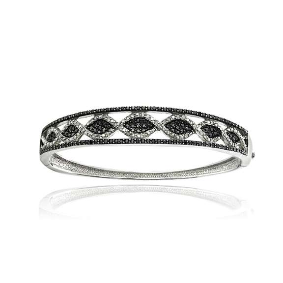 1 CT Black & White Diamond Bangle Bracelet