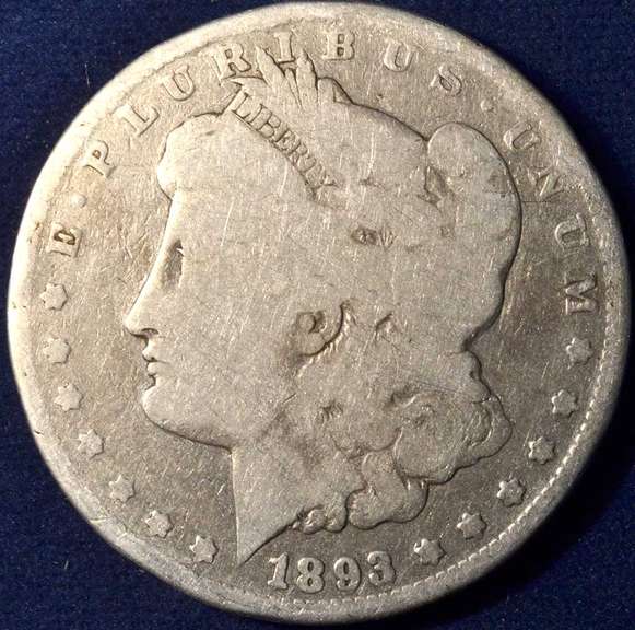 1893-CC Morgan Silver Dollar, Harshly Cleaned.
