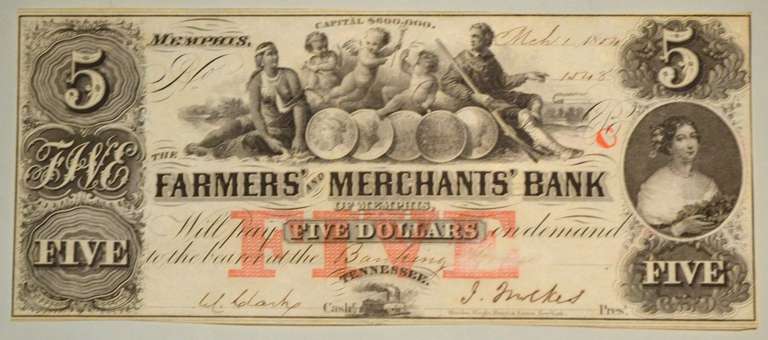 $ 5 Farmers & Merchants Bank Memphis Tenn