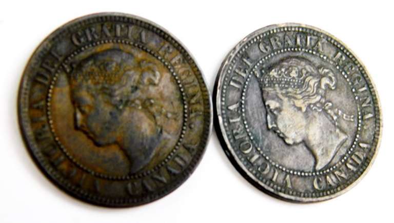 2 British One Cent Coins, 1884 & 1887