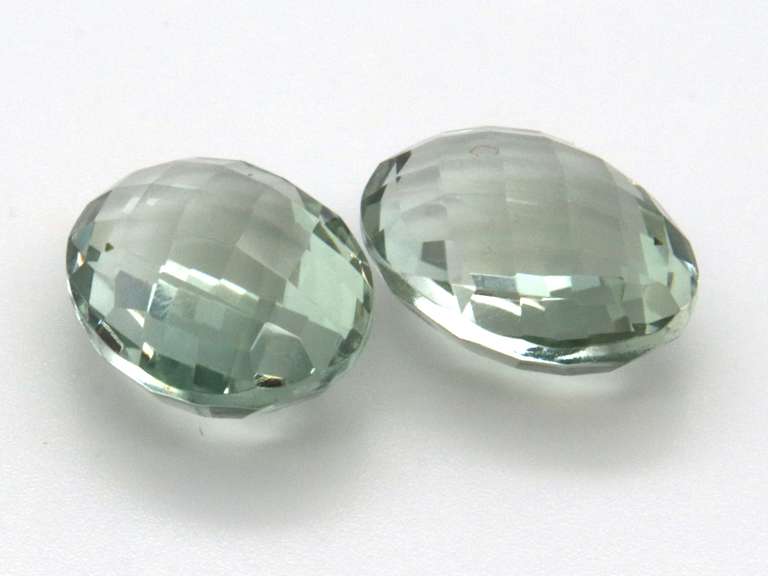 Beautiful Pair of Oval Cut Green Amethyst Gemstones, 18.28ct