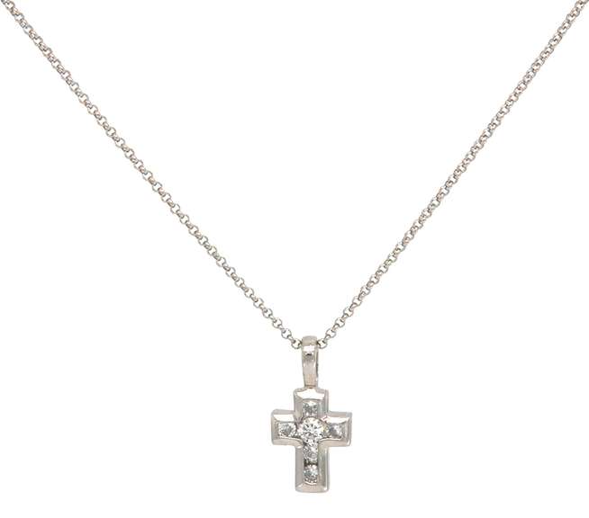 Dazzling Platinum Cross Pendant on Chain