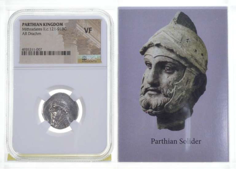 VF 121-91 BC Parthian Kingdom AR Drachm - Mithridates - Graded NGC
