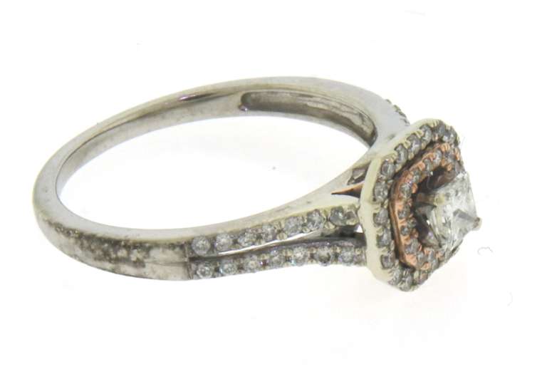 Brilliant Princess Cut in Double Halo w Split Shank Diamond Setting