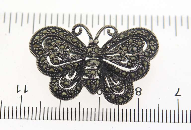 Sterling Silver Marcasite Butterfly Brooch