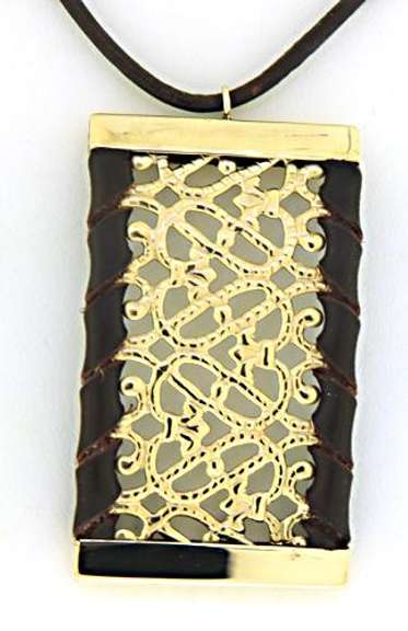 Gold and Leather Fancy Necklace