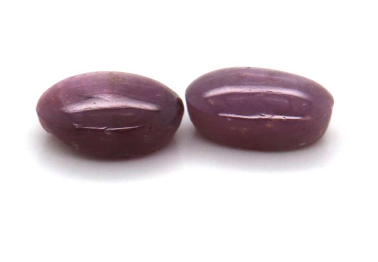 Pair of Oval Shaped Star Ruby cabochon Gemstones, 16.78ct