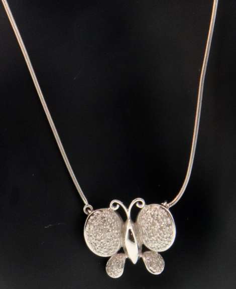 Cute 14k white gold butterfly necklace with diamonds