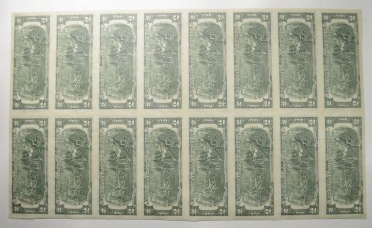 Sheet Of 16 1976 Cleveland, OH $2 Federal Reserve Notes - Uncut Sheet