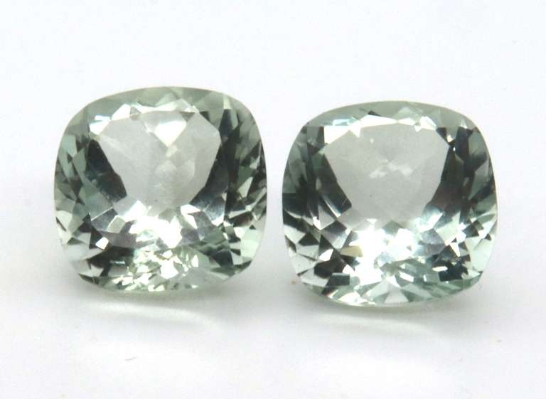 Wonderful Pair of Square Cut Green Amethyst Gemstones, 14.03ct