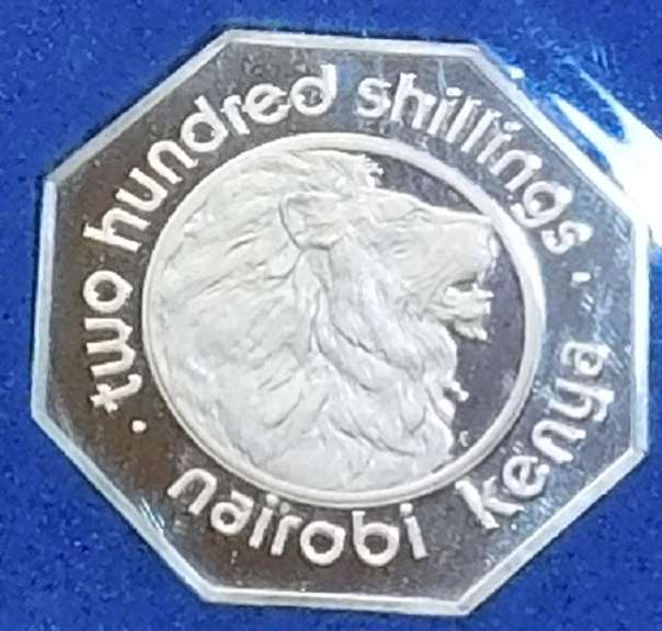 Franklin Mint: Sterling Sil Casino Chip, GEM Cameo PRF - 200 Shillings, Kenya