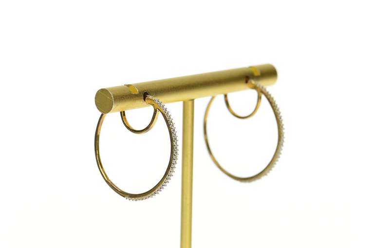 10K Yellow Gold 25.0mm Classic Diamond Statement Hoop Earrings