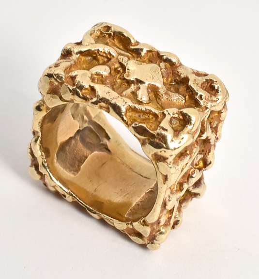 Uniquely Styled Square Nugget Ring