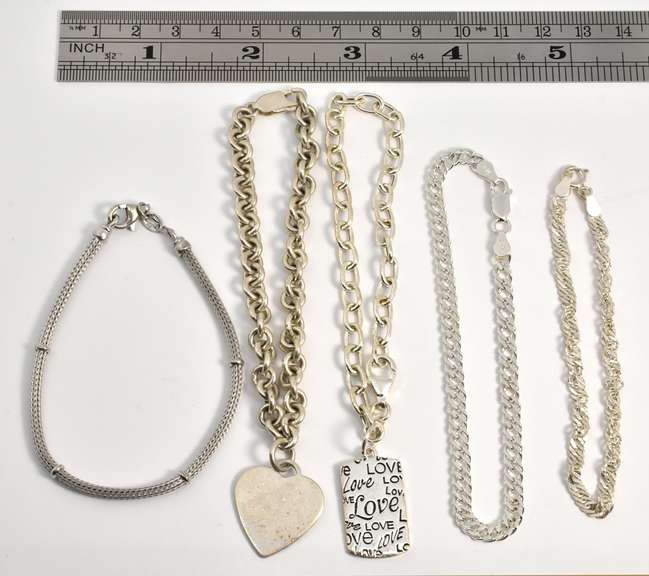 Diverse Group of 5 Sterling Bracelets