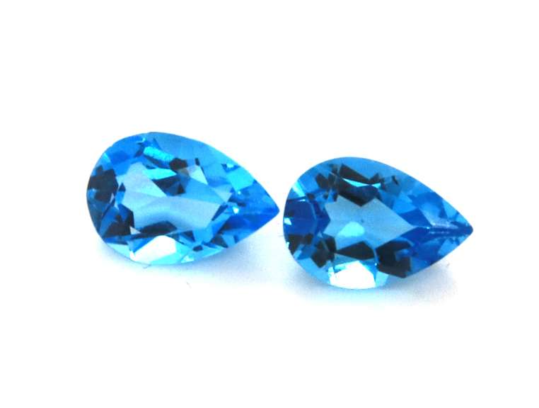 Super Cute Pair of Pear Cut Blue Topaz Gemstones, 3.15cts