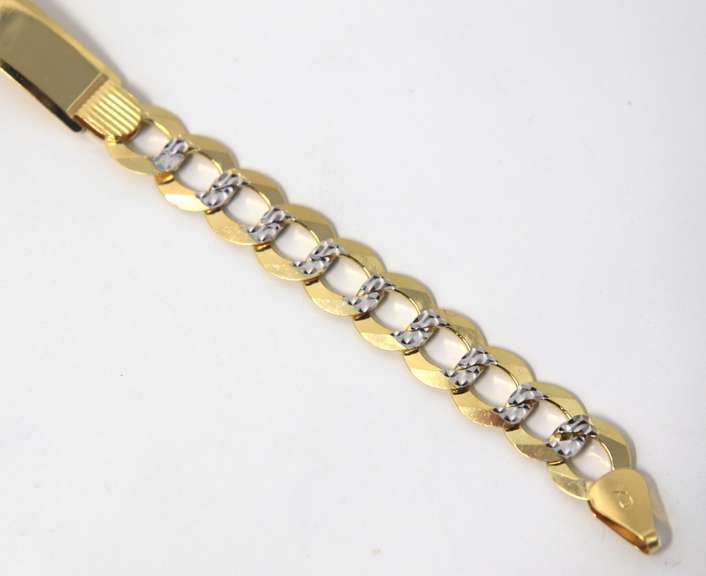 Italian Style Yellow Gold Diamond Cut Cuban ID Bracleet