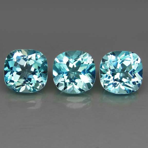Matched! 3 piece 16.04ct full fire Swiss blue Topaz set