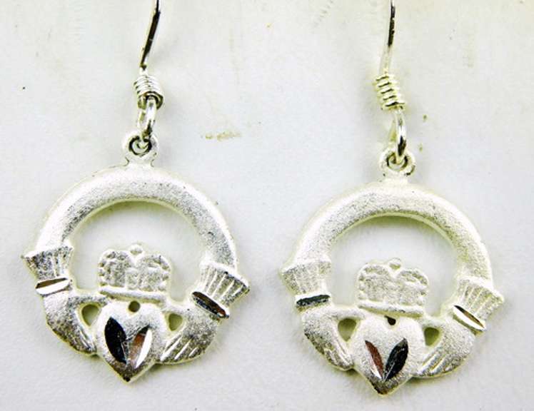 Sterling Silver Irish Claddagh Earrings