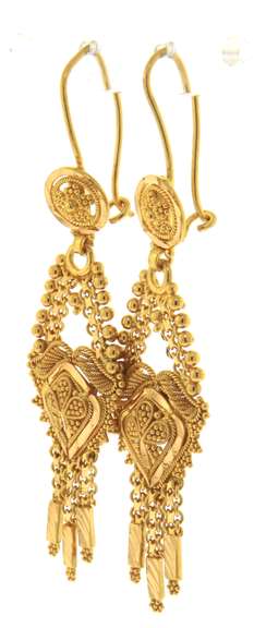 Wonderful 21kt Filigree Dangle Earrings