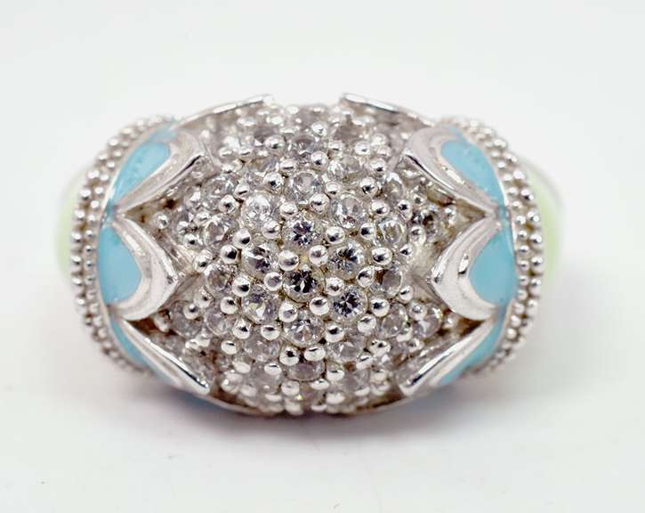 Gorgeous Multi-Color Enamel Ring with Crystals