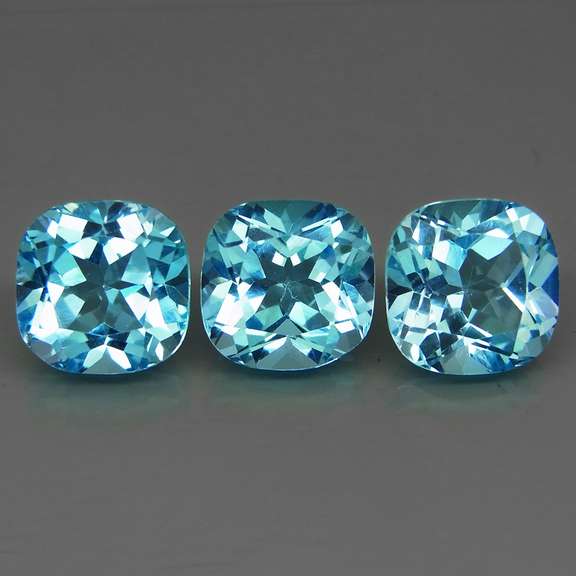 Matched! 3 piece 15.85ct full fire sky blue Topaz set