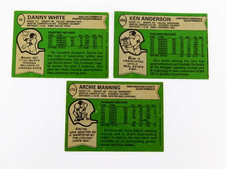 3 Topps Quarterback Greats Football Cards