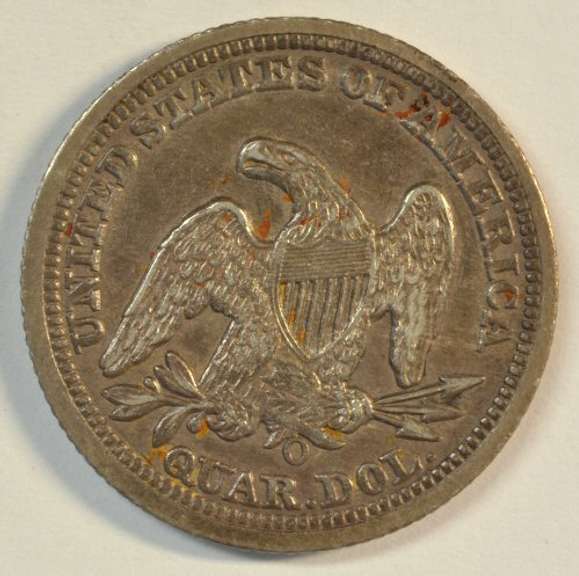 Very Scarce 1856-O No Motto Liberty Seated Quarter in AU