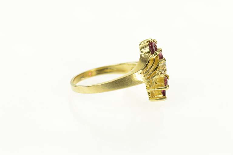 14K Yellow Gold Marquise Natural Ruby Diamond Bypass Ring