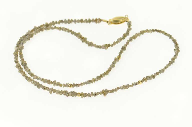 14K Yellow Gold Raw Pyrite Stone Beaded 3.3mm Statement Necklace