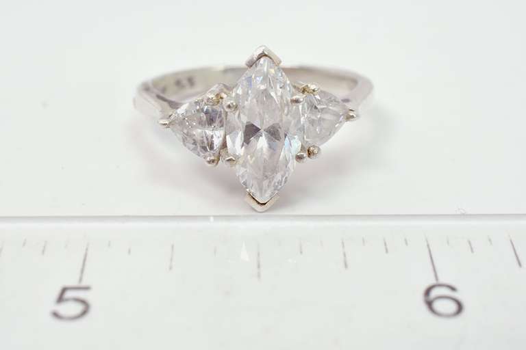 Bright Crystals Set in Sterling Silver Ring