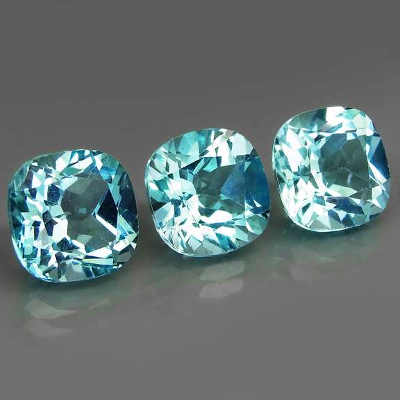 Matched! 3 piece 16.04ct full fire Swiss blue Topaz set