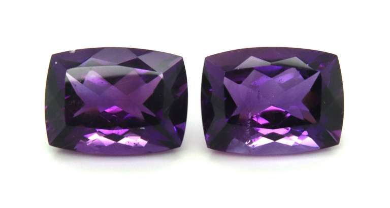 Delightful Pair of 22.99ct Emerald Cut Amethyst Gemstones