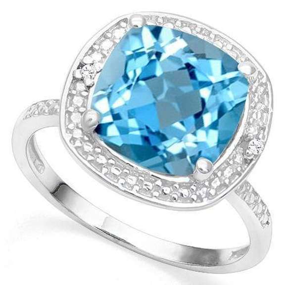 3.83 CT BABY SWISS BLUE TOPAZ & DIAMOND 925 STERLING SILVER RING