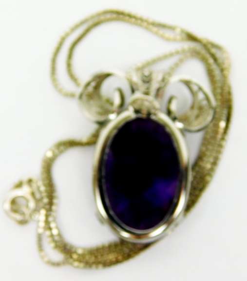 Vintage Large Sterling Filigree & Amethyst Necklace