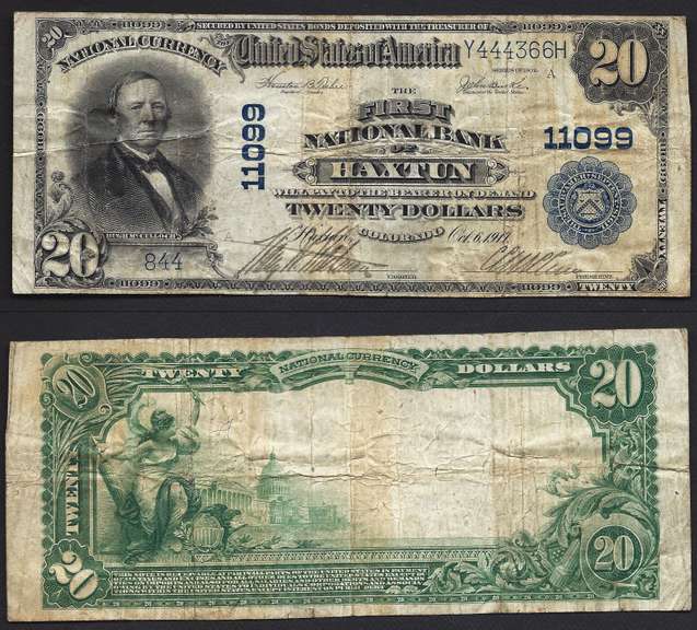 $20 1902 ND Haxtun Co. Only 10 Known Rare